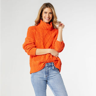 Roux Chunky Knit Turtleneck Sweater - Pumpkin