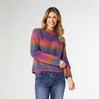 Rachel Fuzzy Ombre Sweater - Magenta Ombre