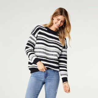 Noelle Textured Stripe Sweater - Black/White