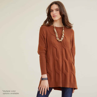 Heavenly-Luxe Relaxed Cable Knit Sweater - Rust