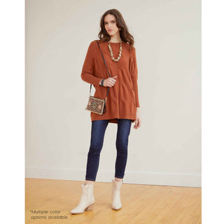 Heavenly-Luxe Relaxed Cable Knit Sweater - Rust