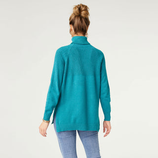 Dafne Cable Accent Sweater - Green Blue Slate