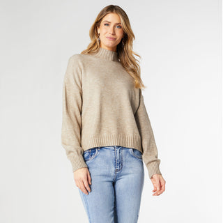 Haylo Soft Mock Neck Sweater - Taupe