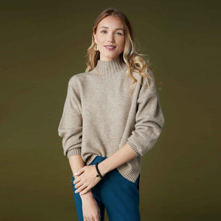 Haylo Soft Mock Neck Sweater - Taupe