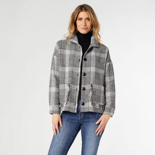 Jolene Button Front Shacket - Black/Grey/Cream