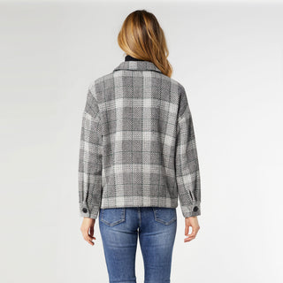 Jolene Button Front Shacket - Black/Grey/Cream