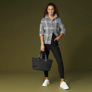 Jolene Button Front Shacket - Black/Grey/Cream