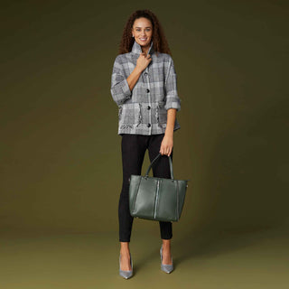 Jolene Button Front Shacket - Black/Grey/Cream
