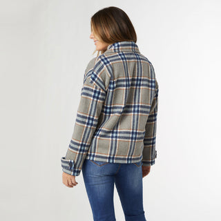 Brixen Plaid Shacket - Grey/Navy/Camel