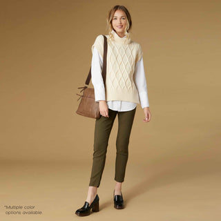 Leora Sweater Vest with Side Buttons - Cream