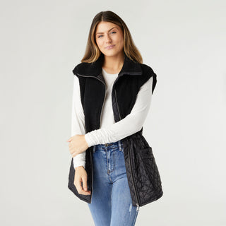 Tipper Mixed Sherpa Quilted Nylon Vest - Black