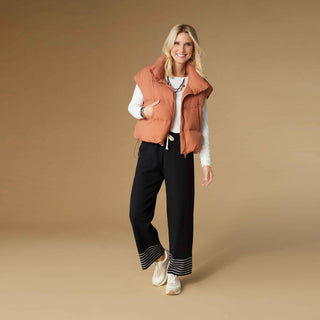 Jana Chunky Down Vest with Cinched Bottom - Rust