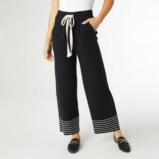 Kendry Stripe Bottom Sweater Pant - Black