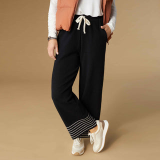 Kendry Stripe Bottom Sweater Pant - Black