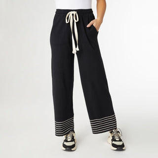 Kendry Stripe Bottom Sweater Pant - Black