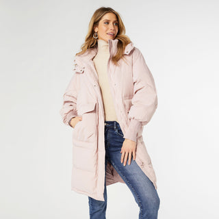 Vale Relaxed Down Puffer Jacket with Hood - Dusty Rose