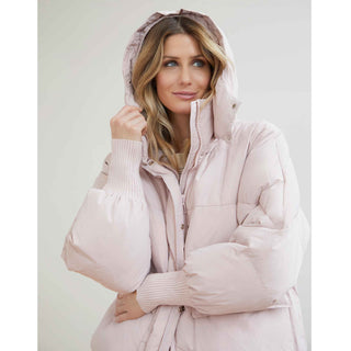 Vale Relaxed Down Puffer Jacket with Hood - Dusty Rose