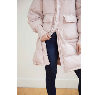 Vale Relaxed Down Puffer Jacket with Hood - Dusty Rose