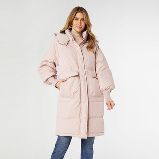 Vale Relaxed Down Puffer Jacket with Hood - Dusty Rose