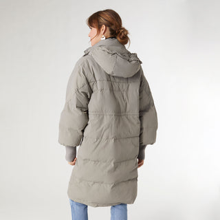 Vale Relaxed Down Puffer Jacket with Hood - Silver Sage