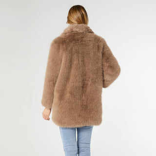 Whitney Faux Fur Coat - Mushroom