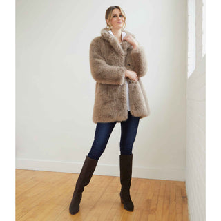 Whitney Faux Fur Coat - Mushroom