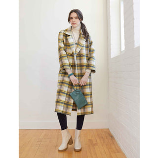 Graylynn Plaid Double Breasted Coat - Dusty Citron