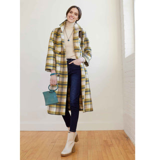 Graylynn Plaid Double Breasted Coat - Dusty Citron