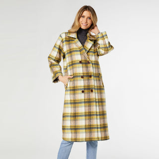 Graylynn Plaid Double Breasted Coat - Dusty Citron