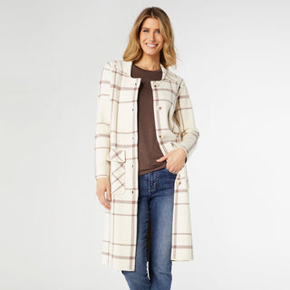 Juliana Double Knit Long Coat - Cream/Mushroom