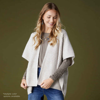 Neve Rib Knit Stripe Cardigan - Oatmeal