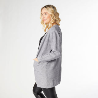 Relaxed Ciana Cardigan with Pocket - Mid Heather Grey