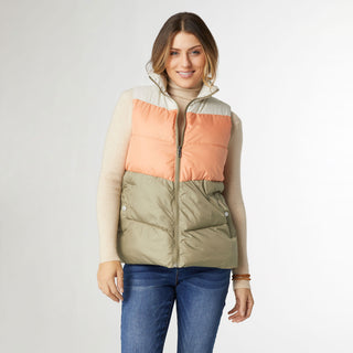 Jaylini Colorblock Puffer Vest - Canyon Sunset