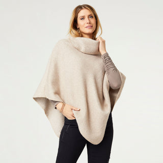 Starla Poncho with Snap Collar - Taupe