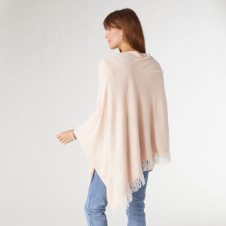 Lightweight Poncho with Fringe - Cameo Rose