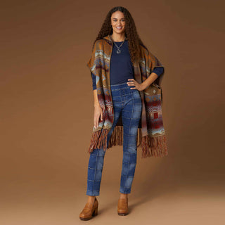 OMG Pull-On Straight Ankle Quilted Check - Mixed Denim