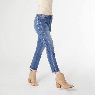 OMG Zoey Zip Straight Ankle with Embroidered Side Panel
