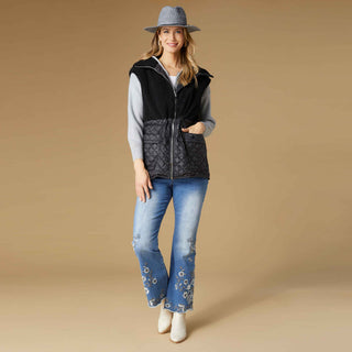 OMG Zoey Zip Flare Embroidered with Scallop Bottom - Medium Denim