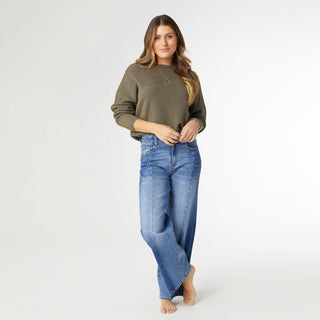 EverStretch Wide Leg Dual Wash - Medium Denim