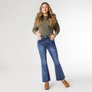 EverStretch Flare with Inset Seam - Dark Denim