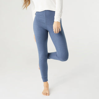 Weekend Brushed Ribbed Cuff Leggings - Blue