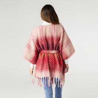 Abigail Supersoft Tie Waist Ruana - Pink