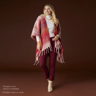 Abigail Supersoft Tie Waist Ruana - Pink