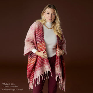 Abigail Supersoft Tie Waist Ruana - Pink