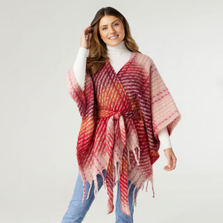 Abigail Supersoft Tie Waist Ruana - Pink