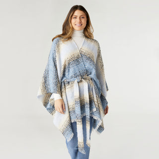 Abigail Supersoft Tie Waist Ruana - Blue