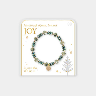 Joyful Christmas Stretch Bracelet - Green