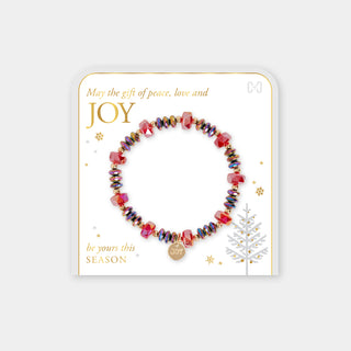 Joyful Christmas Stretch Bracelet - Red