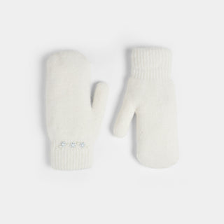 Darling Snowflake Embellished Mittens - Winter White