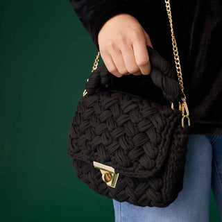 Lucinda Braided Crossbody - Black/White